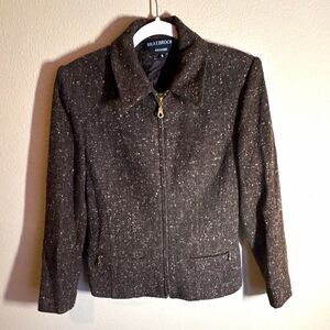Braebrook Women’s Gray Tweed Pattern Zip Front Lined Pocket Jacket Size S